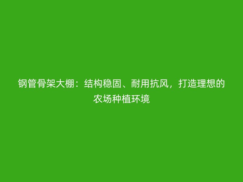 鋼管骨架大棚：結構穩(wěn)固、耐用抗風，打造理想的農場種植環(huán)境