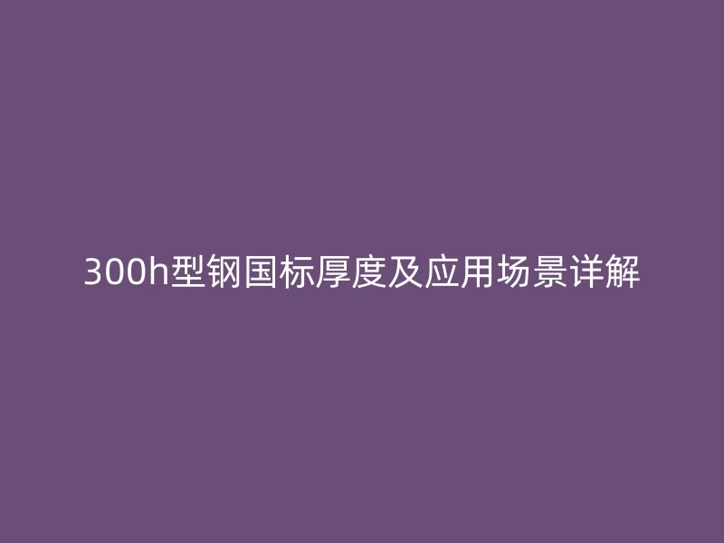 300h型鋼國(guó)標(biāo)厚度及應(yīng)用場(chǎng)景詳解