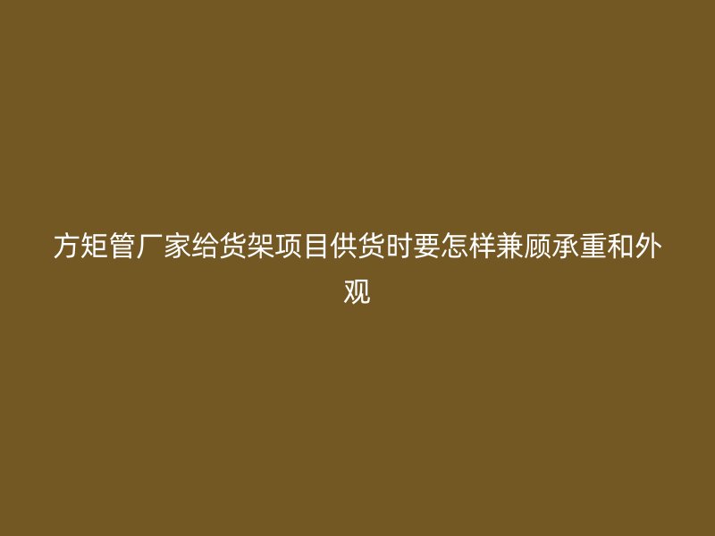 方矩管廠家給貨架項目供貨時要怎樣兼顧承重和外觀
