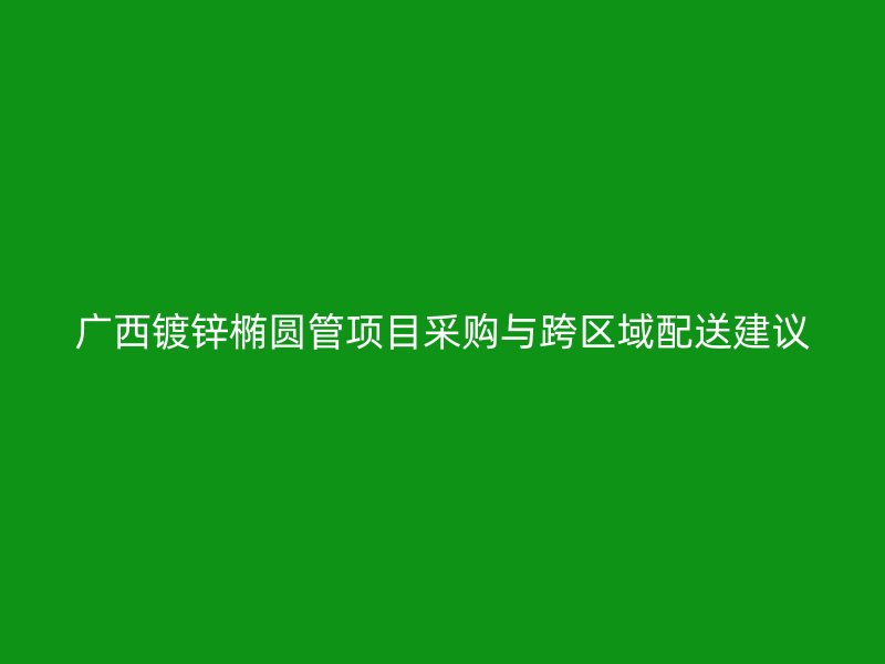 廣西鍍鋅橢圓管項目采購與跨區域配送建議