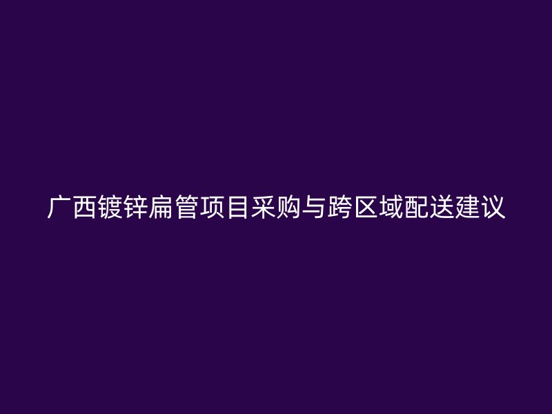 廣西鍍鋅扁管項目采購與跨區域配送建議