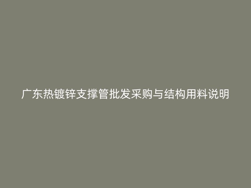 廣東熱鍍鋅支撐管批發采購與結構用料說明